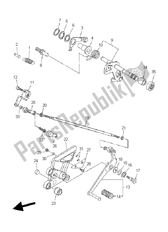 All parts for the Shift Shaft of the Yamaha FZ6 NA 600 2007