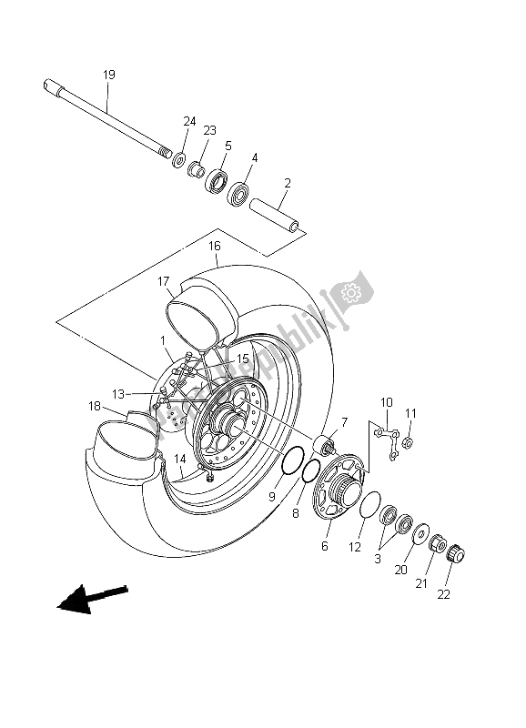 Todas las partes para Rueda Trasera de Yamaha XVS 1100 Dragstar 2002