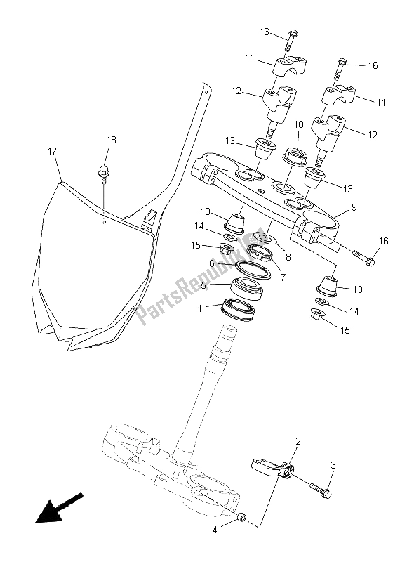 All parts for the Steering of the Yamaha YZ 450F 2014