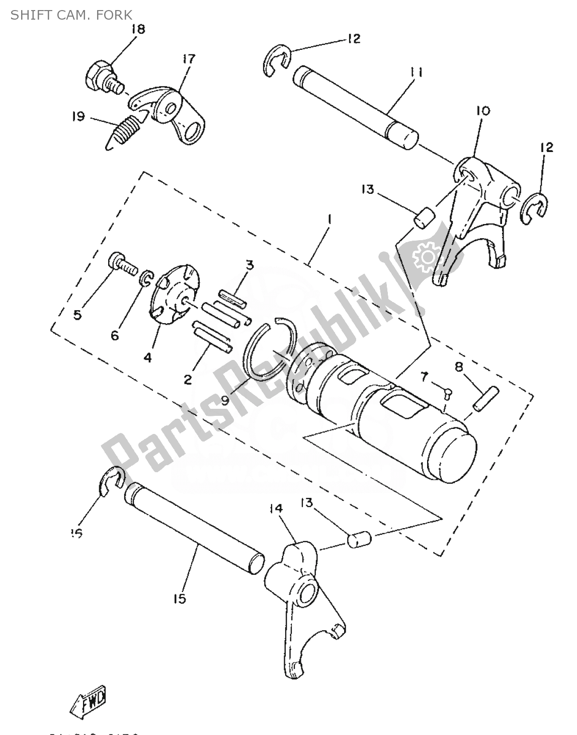 Wszystkie części do Shift Cam. Fork Yamaha FS1 1987