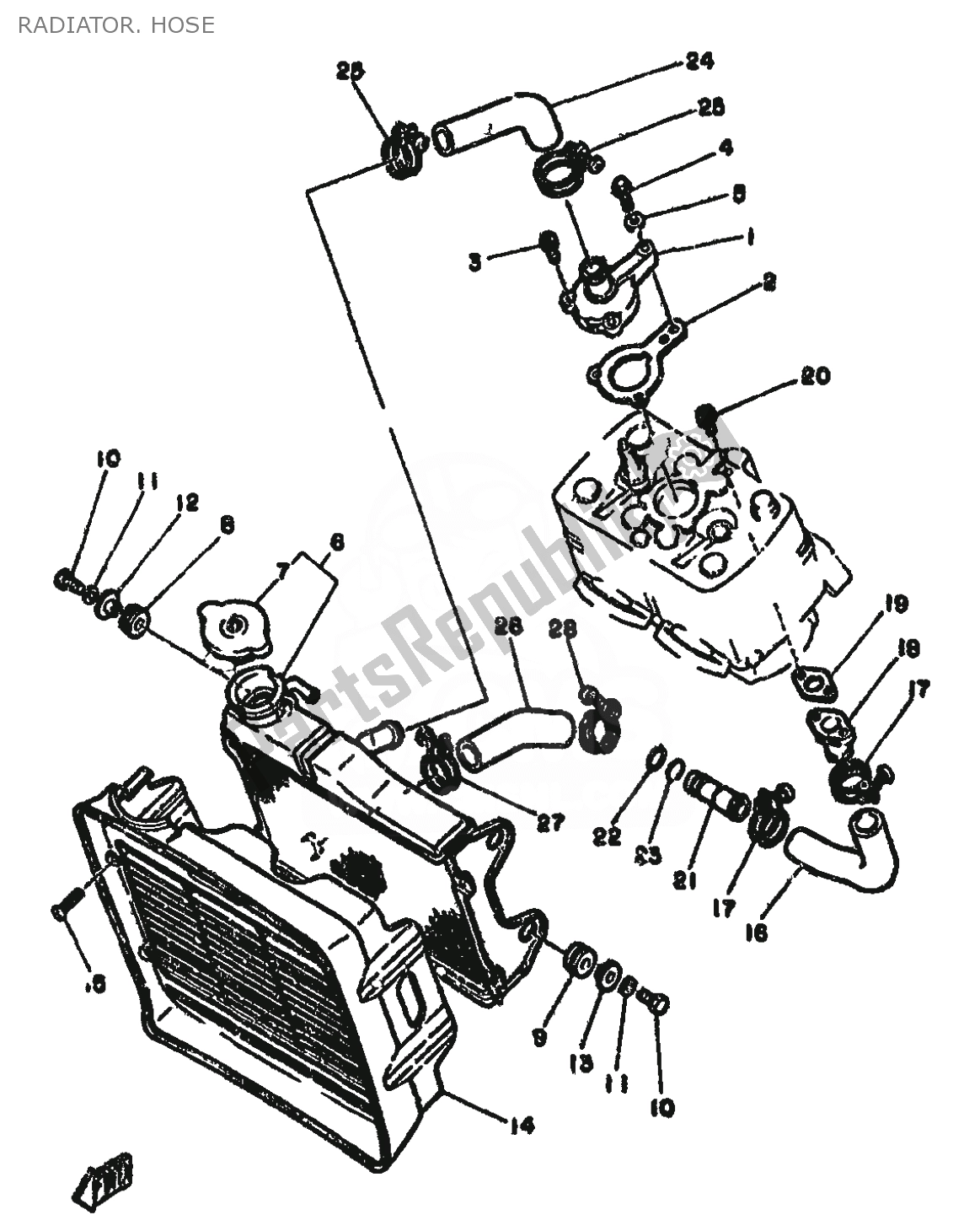 Wszystkie części do Radiator. Hose Yamaha RD 250 1981