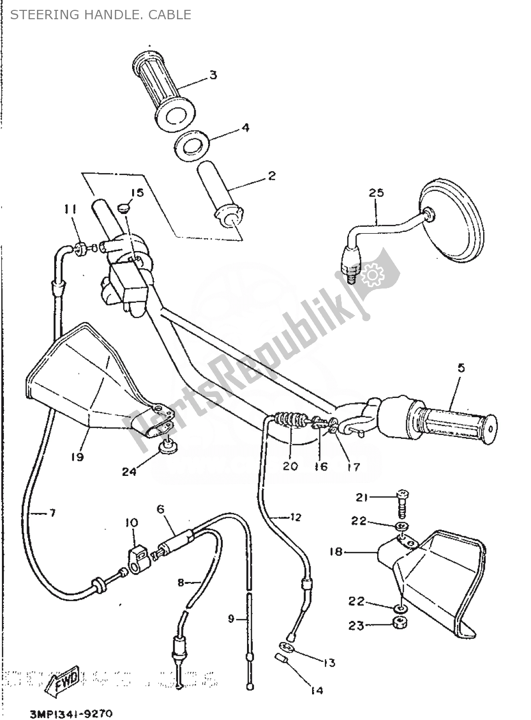 Wszystkie części do Steering Handle. Cable Yamaha DT 50 1989