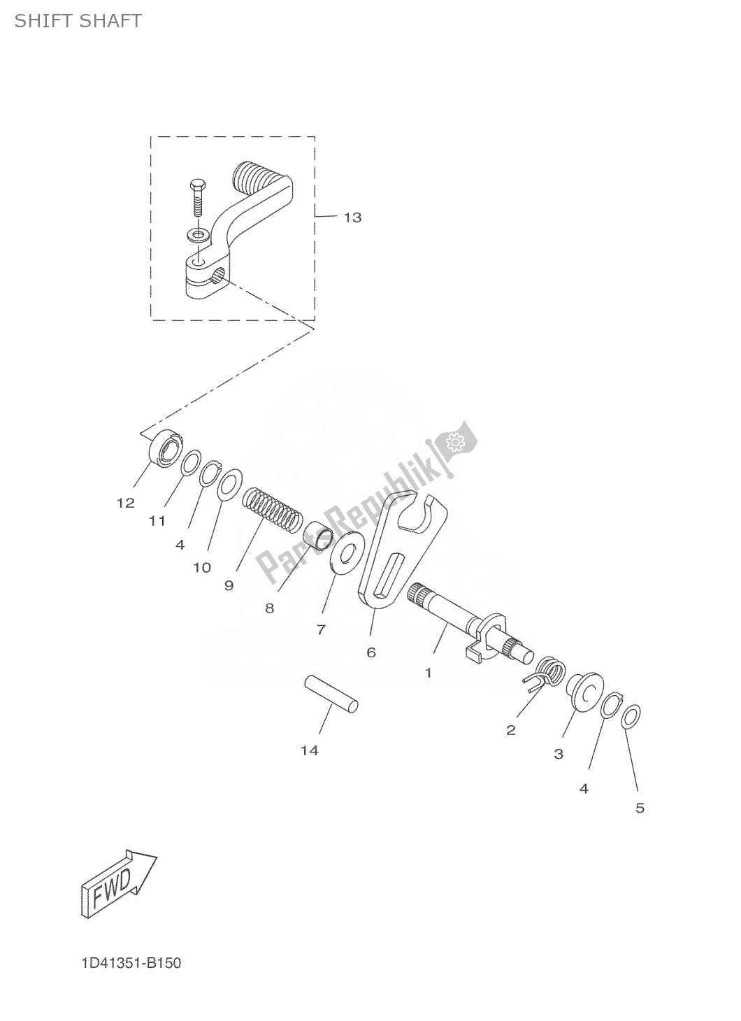 All parts for the Shift Shaft of the Yamaha DT 50 2004