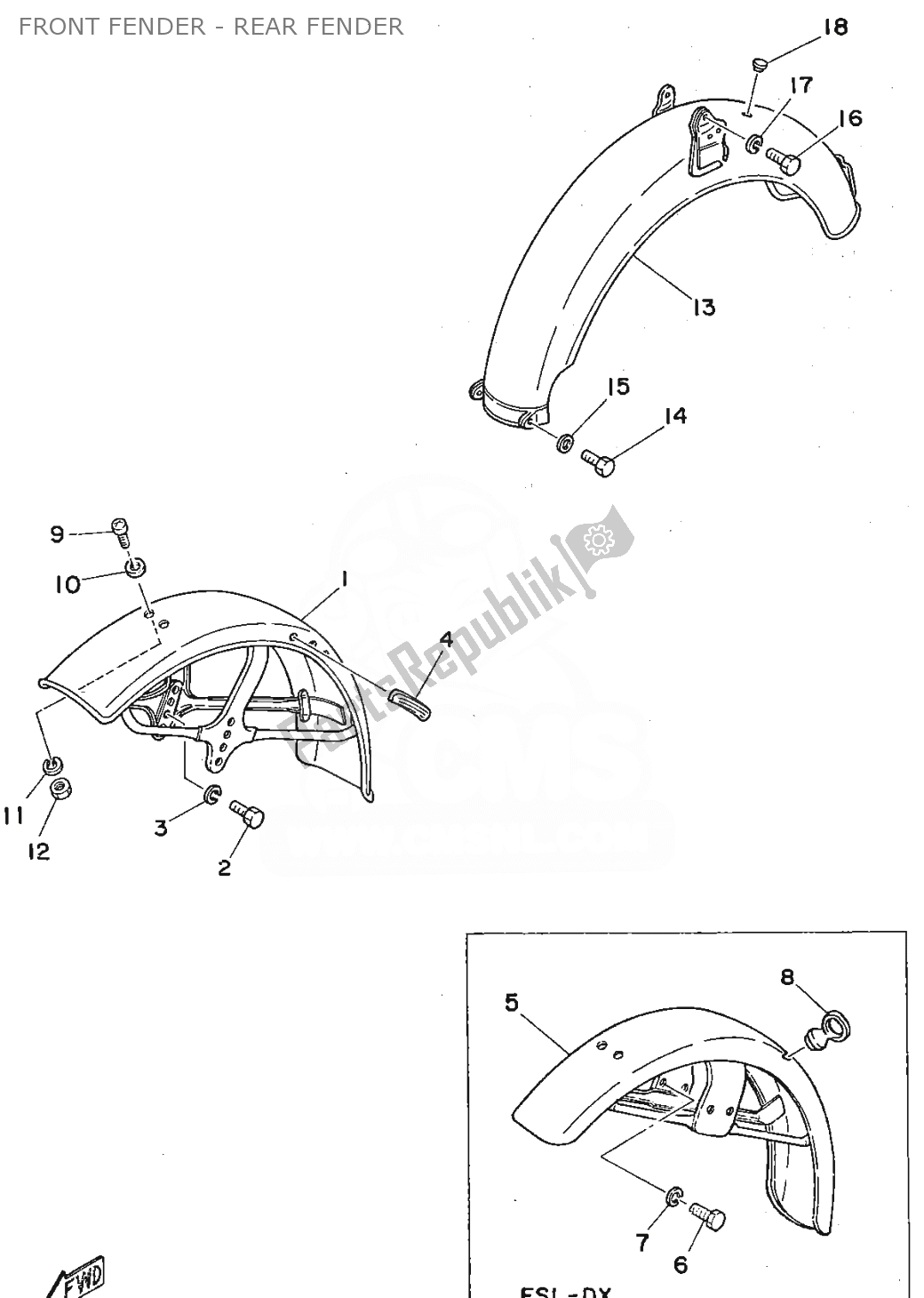 Tutte le parti per il Front Fender - Rear Fender del Yamaha FS1 1979