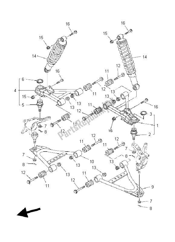 Toutes les pièces pour le Suspension Avant Et Roue du Yamaha YFM 350 Grizzly 2X4 2008