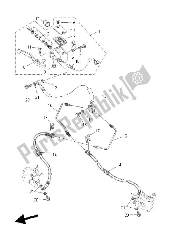 Tutte le parti per il Pompa Freno Anteriore del Yamaha YFM 350 Warrior 2004