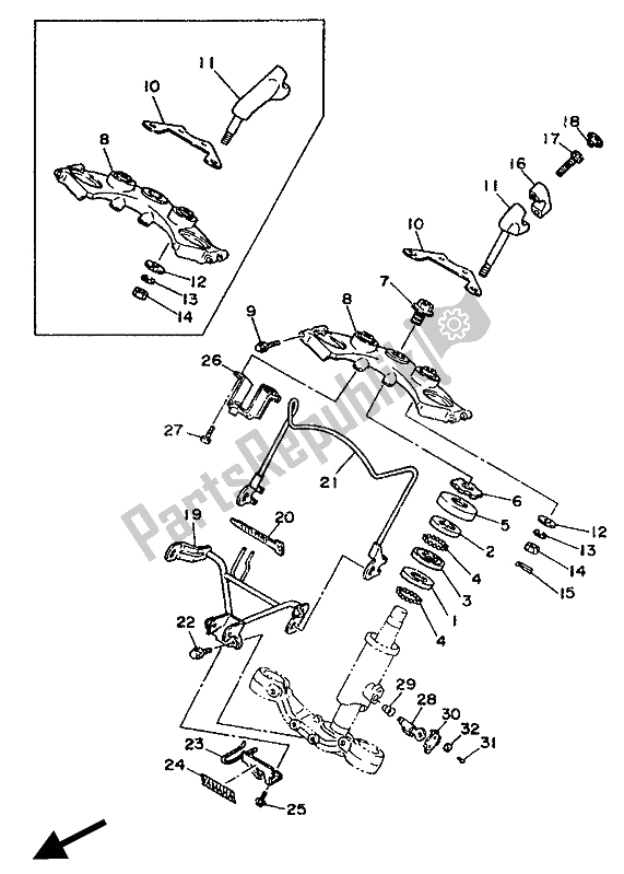 Todas las partes para Direccion de Yamaha XV 535 Virago 1990