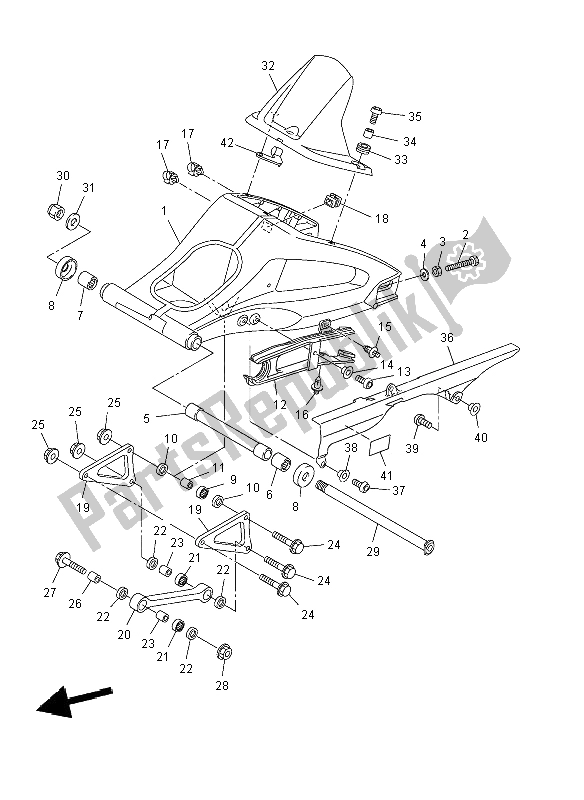 All parts for the Rear Arm of the Yamaha FZ8 S 800 2012