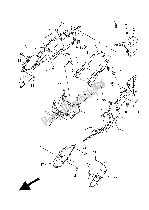 Toutes les pièces pour le Couvercle Latéral du Yamaha MT 07A 700 2014