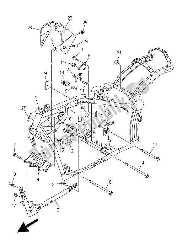 All parts for the Frame of the Yamaha XVS 1300A 2014