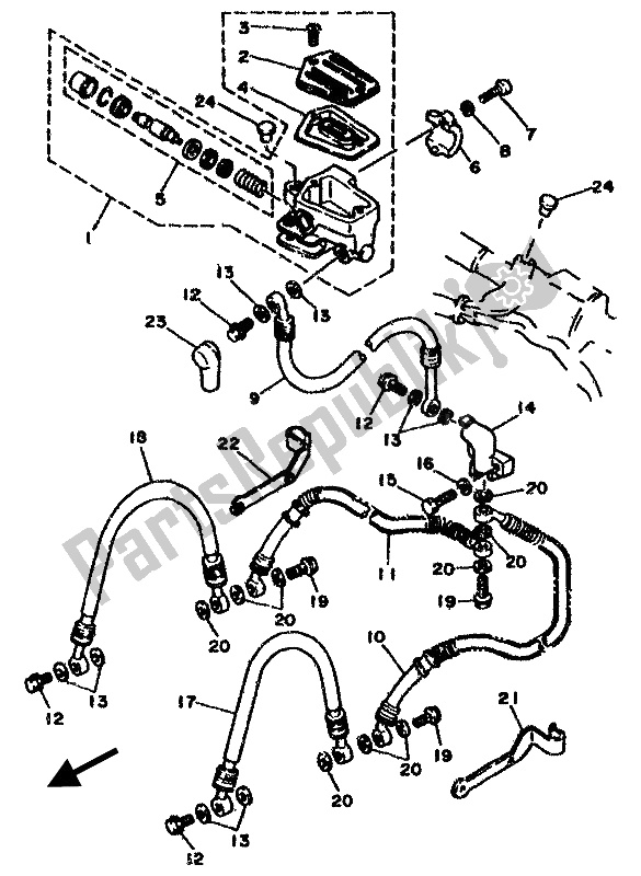 Toutes les pièces pour le Maître-cylindre Avant du Yamaha RD 500 LC 1985