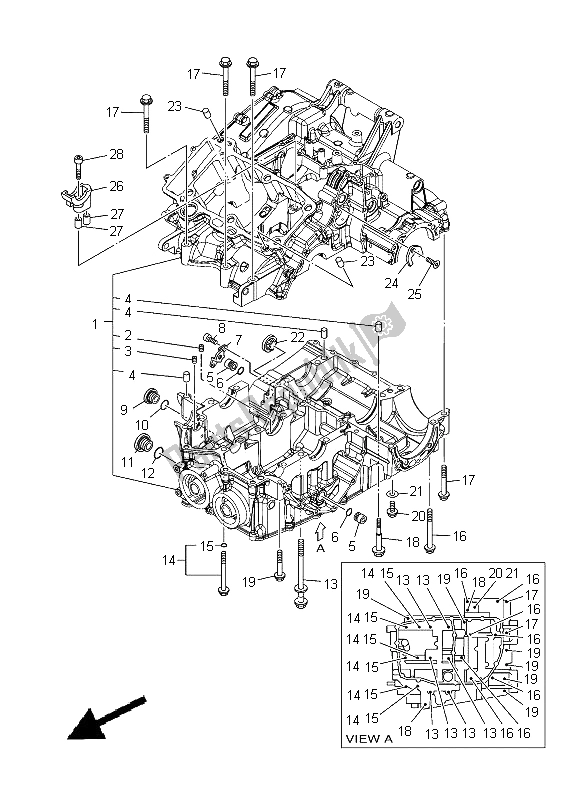 All parts for the Crankcase of the Yamaha XT 1200Z Tenere 2012