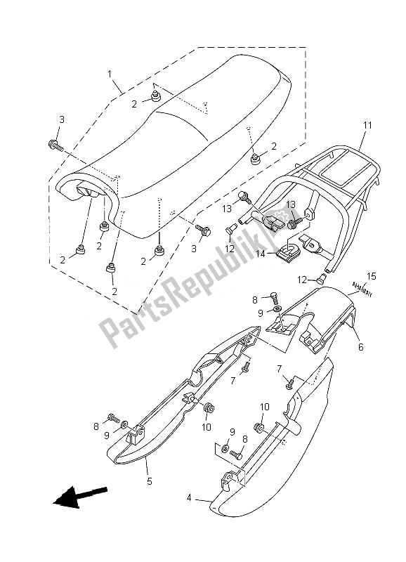 All parts for the Seat of the Yamaha YBR 125 ED 2007