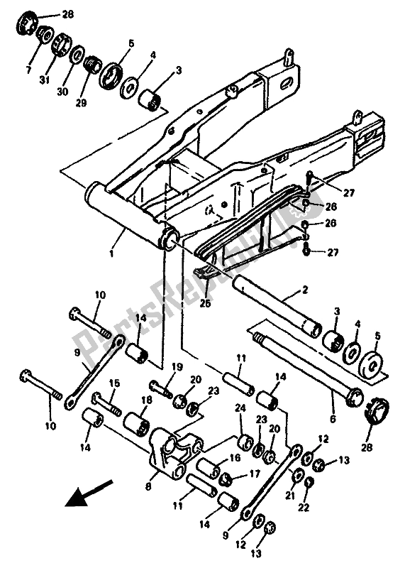 Tutte le parti per il Braccio Posteriore del Yamaha GTS 1000A 1994