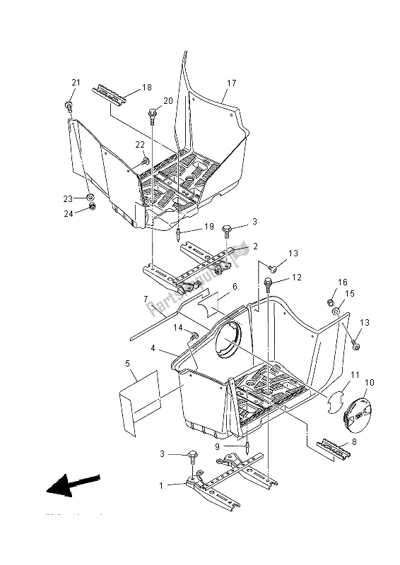 All parts for the Stand & Footrest of the Yamaha YFM 700 Fwad Grizzly 4X4 2014