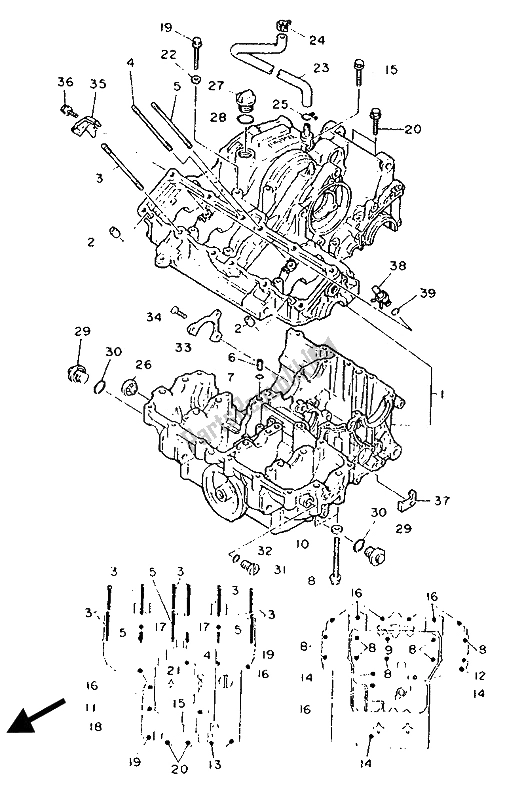 Toutes les pièces pour le Carter du Yamaha FZR 1000 1989