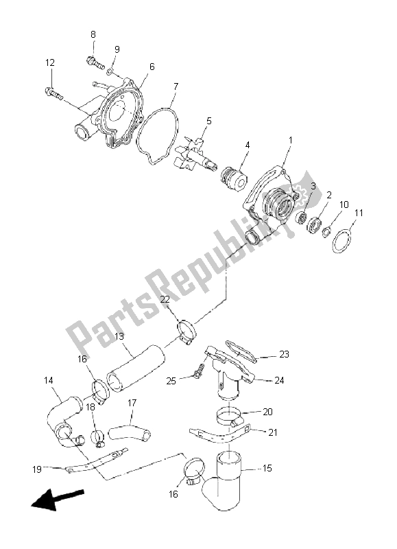 All parts for the Water Pump of the Yamaha FZ6 SHG 600 2009