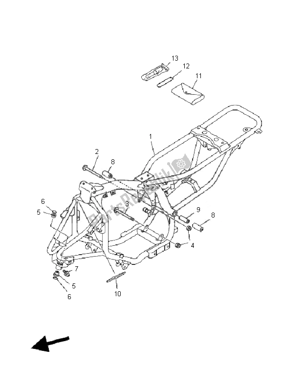 All parts for the Frame of the Yamaha YFM 50R 2007