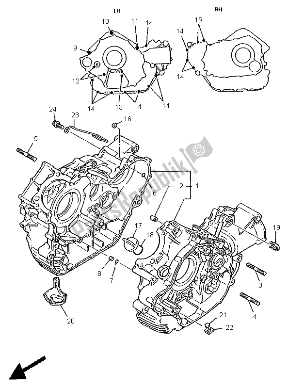 All parts for the Crankcase of the Yamaha XV 750 Virago 1996