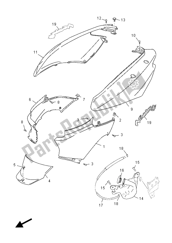 All parts for the Side Cover of the Yamaha YN 50F 2012