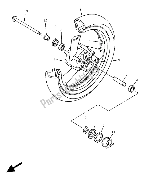 Toutes les pièces pour le Roue Avant du Yamaha YZF 600R Thundercat 1997