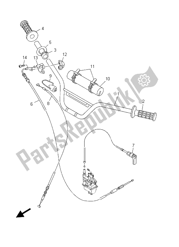 All parts for the Steering Handle & Cable of the Yamaha TT R 90E 2003