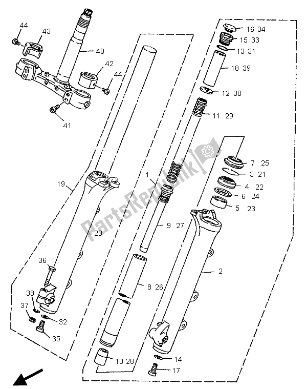 Toutes les pièces pour le Fourche Avant du Yamaha XV 1100 Virago 1996