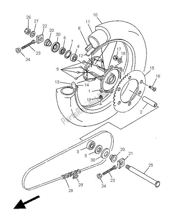 Toutes les pièces pour le Roue Arrière du Yamaha YZ 250 1999