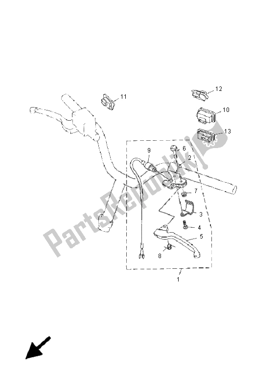 All parts for the Handle Switch & Lever of the Yamaha YN 50R Neos 2006