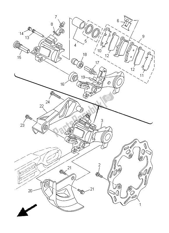 Tutte le parti per il Pinza Freno Posteriore del Yamaha YZ 250F 2015
