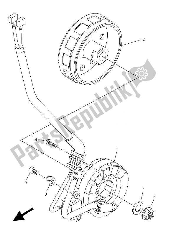 All parts for the Generator of the Yamaha YZ 450F 2013