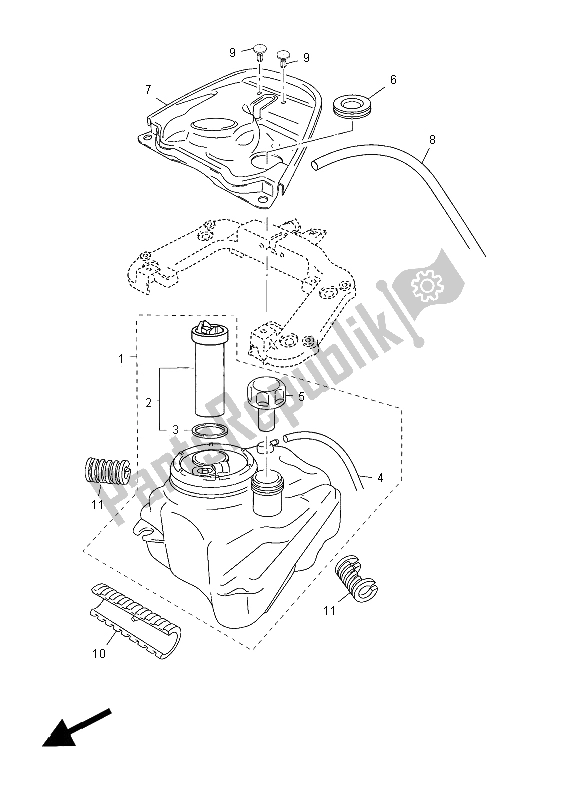 All parts for the Fuel Tank of the Yamaha YN 50 FMU 2014