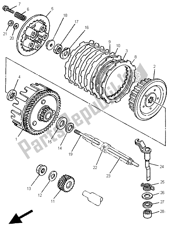 Todas as partes de Embreagem do Yamaha TDR 125 1996