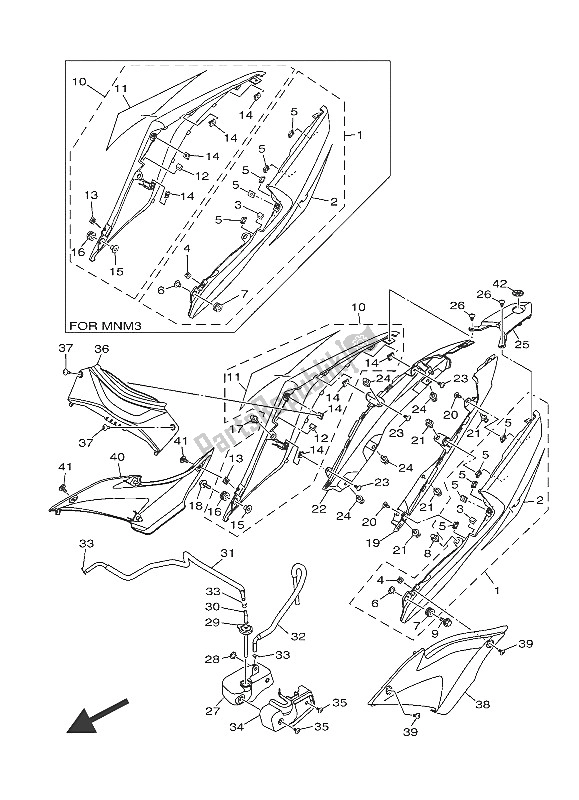 Todas las partes para Cubierta Lateral de Yamaha YZF R3A 300 2016