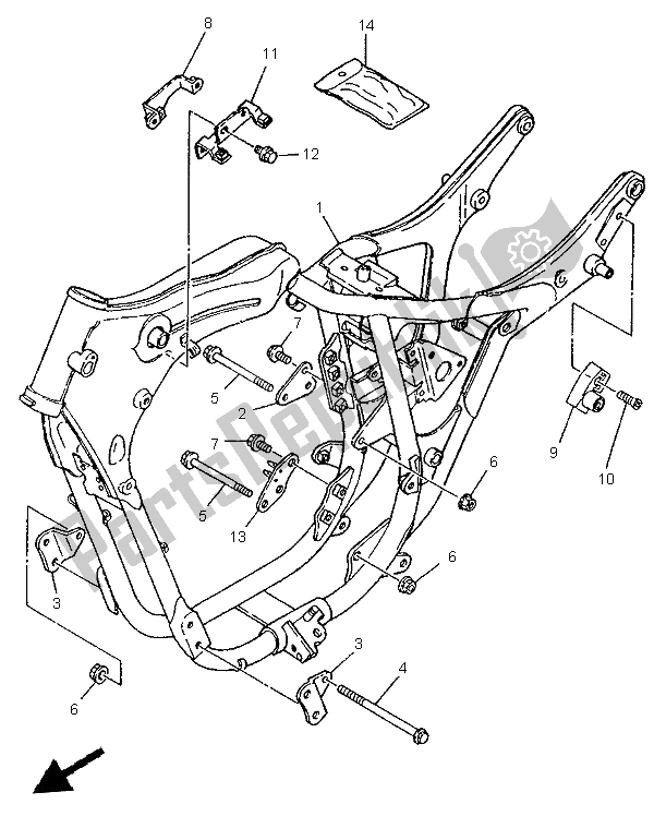 All parts for the Frame of the Yamaha XV 125 S 1999