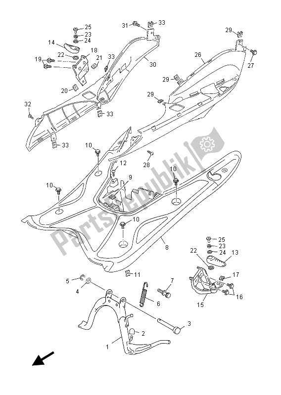 Todas las partes para Soporte Y Reposapiés de Yamaha YN 50 FU 2013