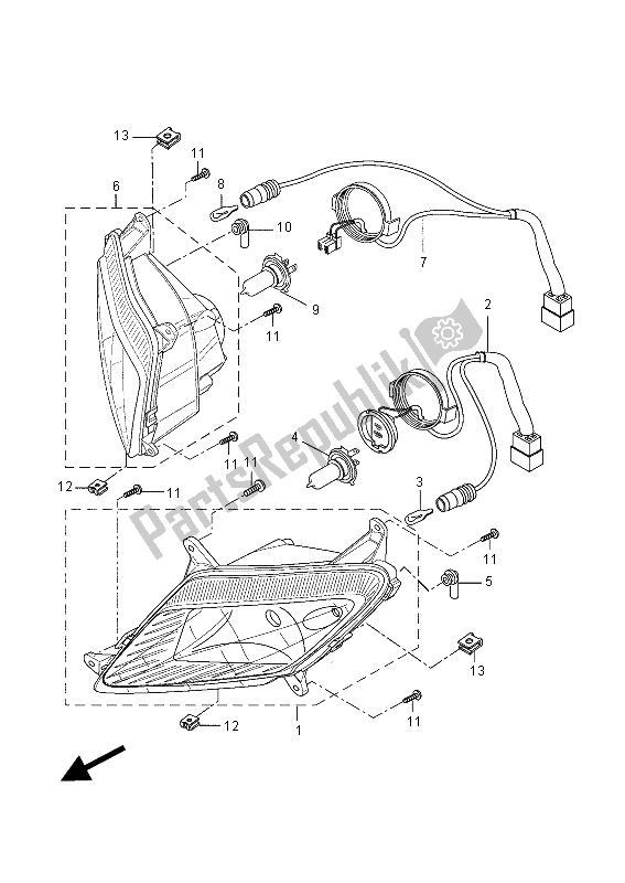 Tutte le parti per il Faro del Yamaha YZF R 125A 2015