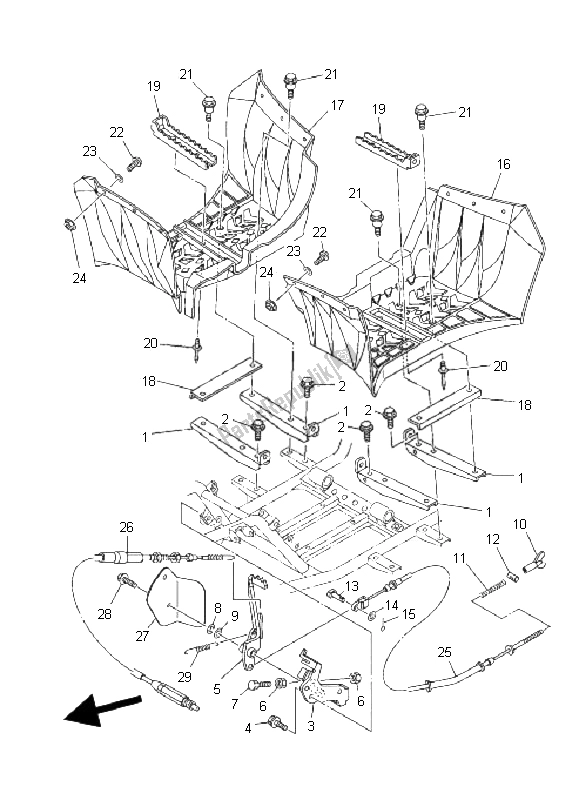 All parts for the Stand & Footrest of the Yamaha YFM 350X Wolverine 2X4 2008