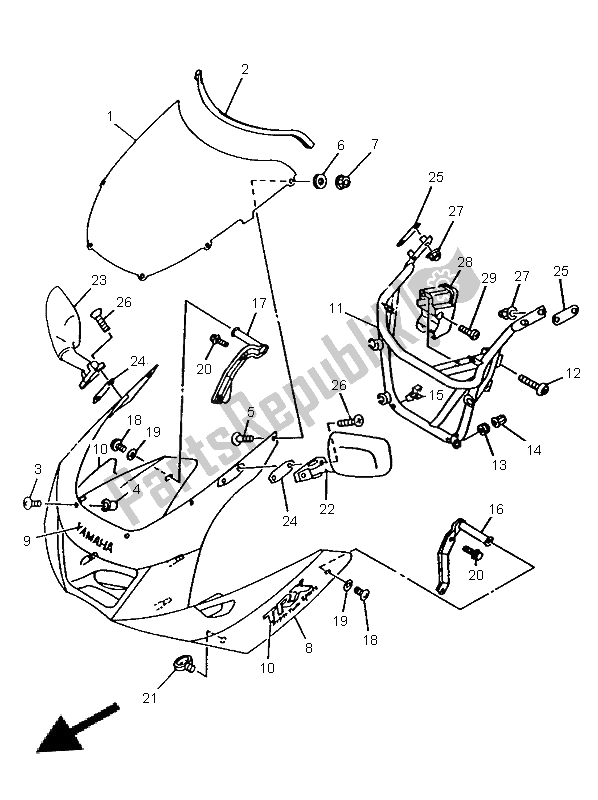 Toutes les pièces pour le Capot 1 du Yamaha TRX 850 1996