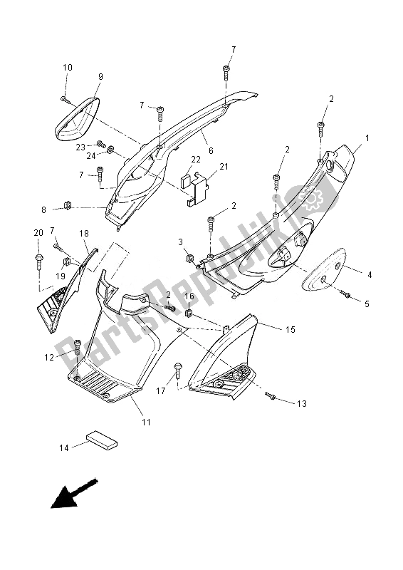 All parts for the Side Cover of the Yamaha EW 50N 2013