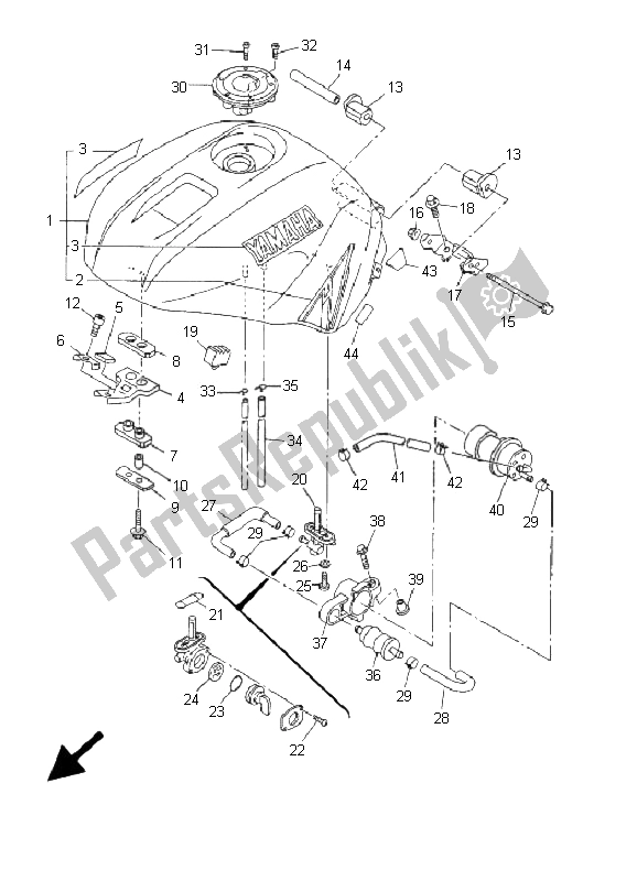 Toutes les pièces pour le Réservoir D'essence du Yamaha YZF R1 1000 2001