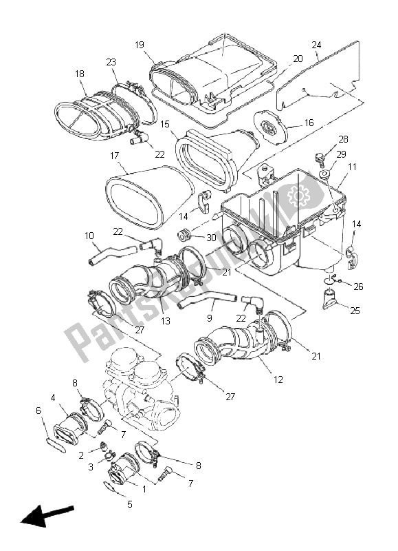 Toutes les pièces pour le Admission du Yamaha YFM 660R 2002