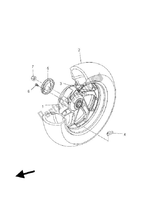 All parts for the Rear Wheel of the Yamaha YP 400A Majesty 2011