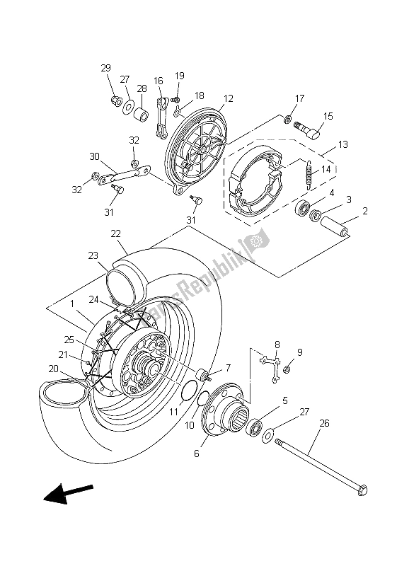 All parts for the Rear Wheel of the Yamaha XVS 650A Dragstar Classic 2006