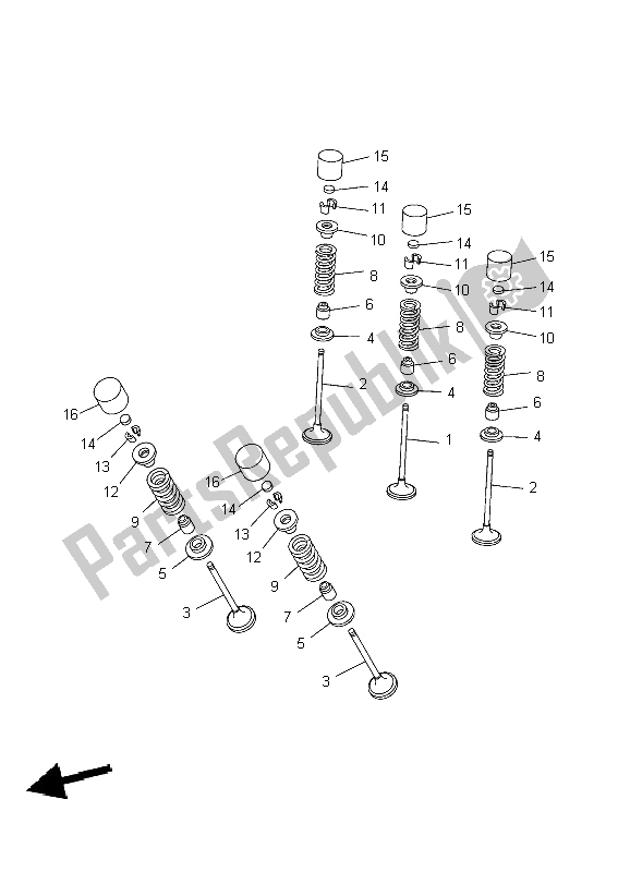Tutte le parti per il Valvola del Yamaha YZ 250F 2004