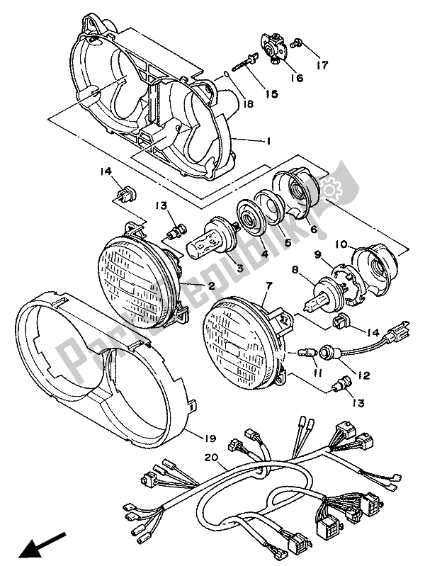 Todas las partes para Faro de Yamaha XTZ 750 Supertenere 1990