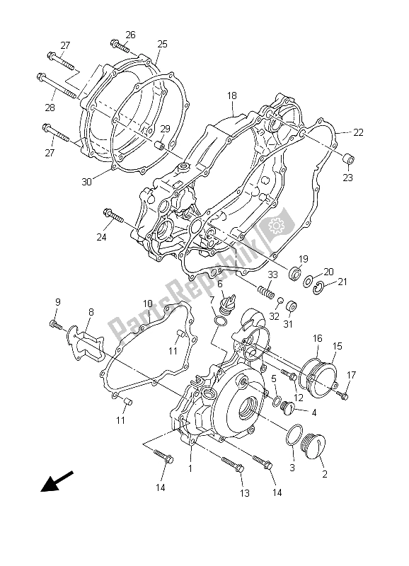 All parts for the Crankcase Cover 1 of the Yamaha WR 450F 2003