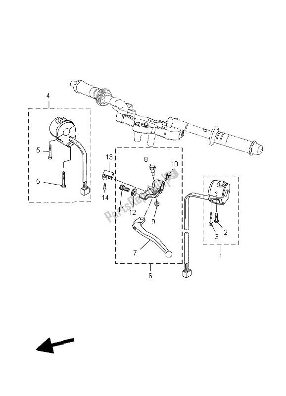 All parts for the Handle Switch & Lever of the Yamaha YZF R 125 2009