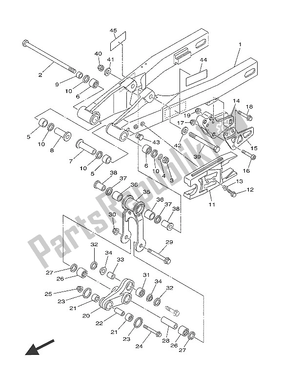 Todas as partes de Braço Traseiro do Yamaha YZ 85 LW 2016