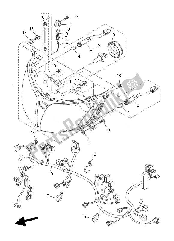 Todas las partes para Faro de Yamaha FJR 1300 AS 2010